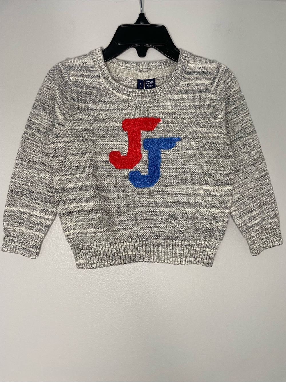 Janie and Jack Logo Applique Heather Gray Sweater NWT